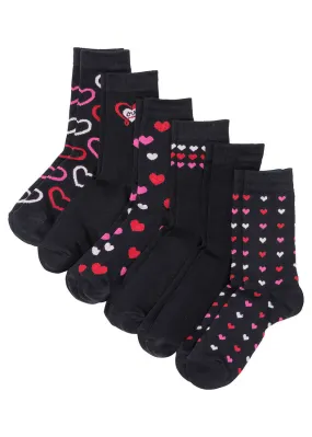 Calcetines de mujer (6 pares) Negro estampado